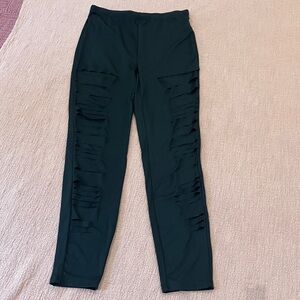 Distressed “ripped front “ Black Leggings
